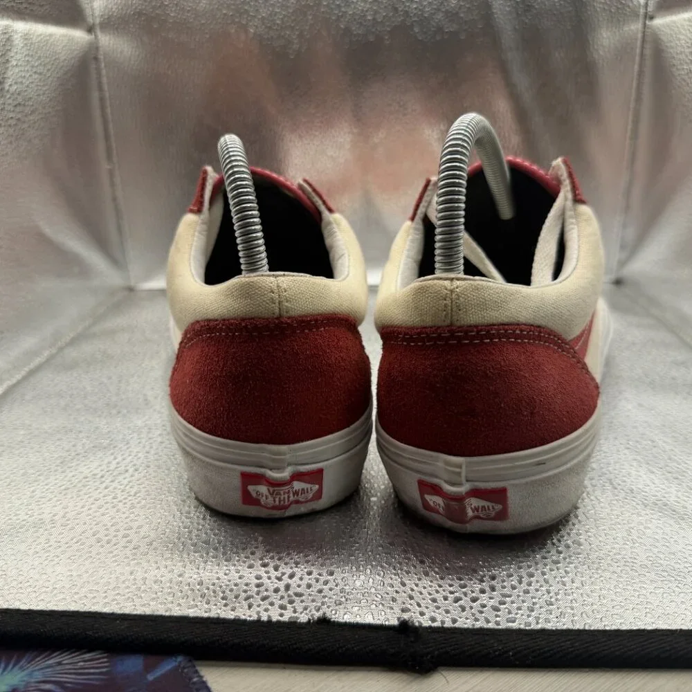 Size 10 Vans Off The Wall‎ Low Top Red White Mens Athletic Sneakers 500714